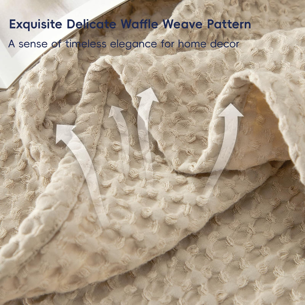 Phf Ultra Soft Waffle Weave Blanket Twin Size 66'X 90'- Washed Lightweight Breathable Cozy Woven Blanket For Bed - Aesthetic Decor For Couch Bedding Sofa Home Car - Khaki