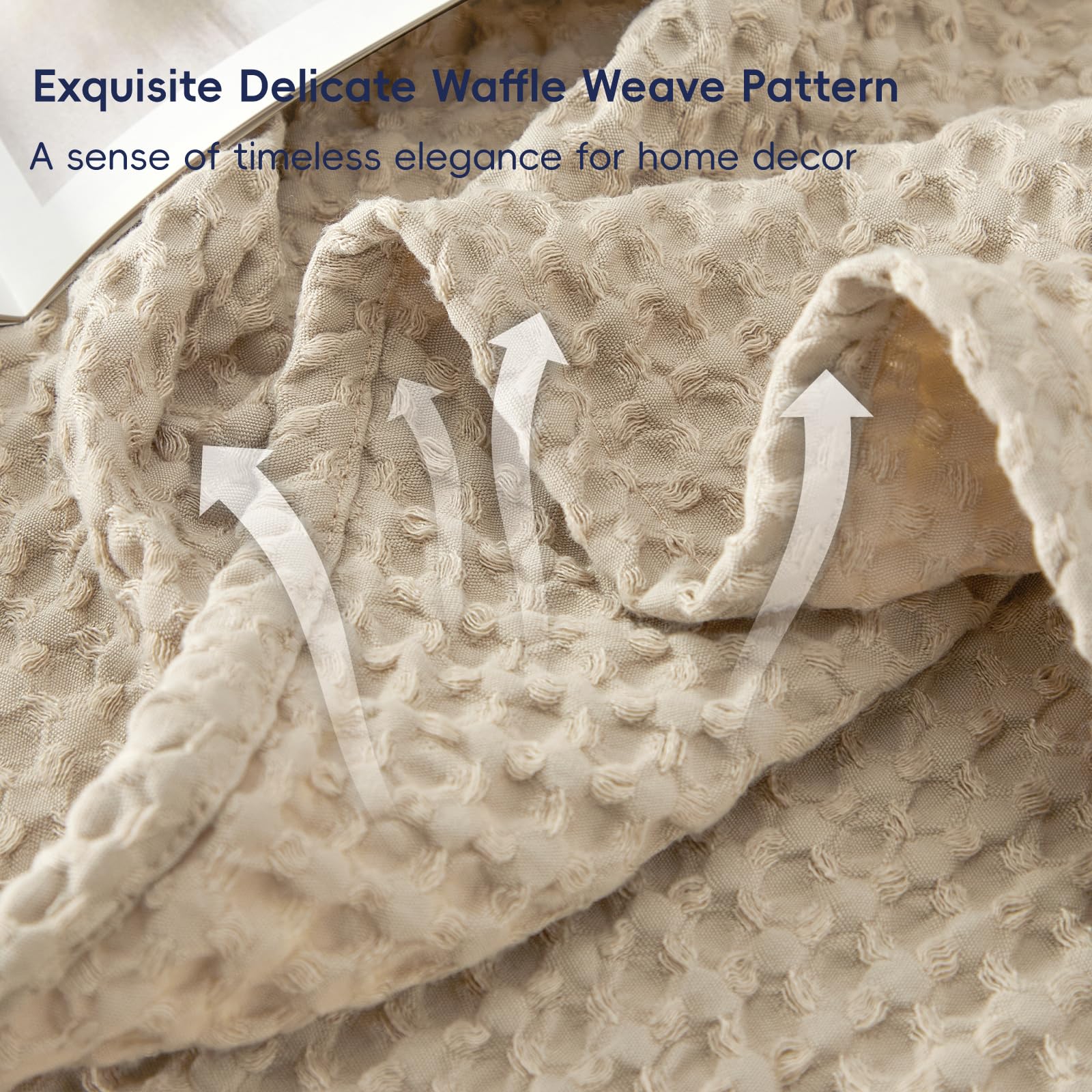 Phf Ultra Soft Waffle Weave Blanket Twin Size 66'X 90'- Washed Lightweight Breathable Cozy Woven Blanket For Bed - Aesthetic Decor For Couch Bedding Sofa Home Car - Khaki