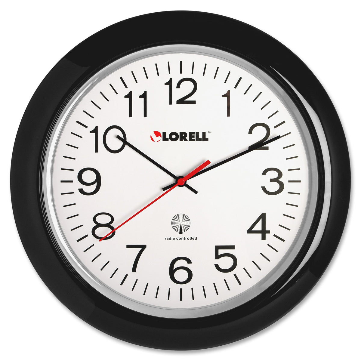 Lorell Wall Clock With Arabic Numerals, 13-1/4-Inch, White Dial/Black Frame