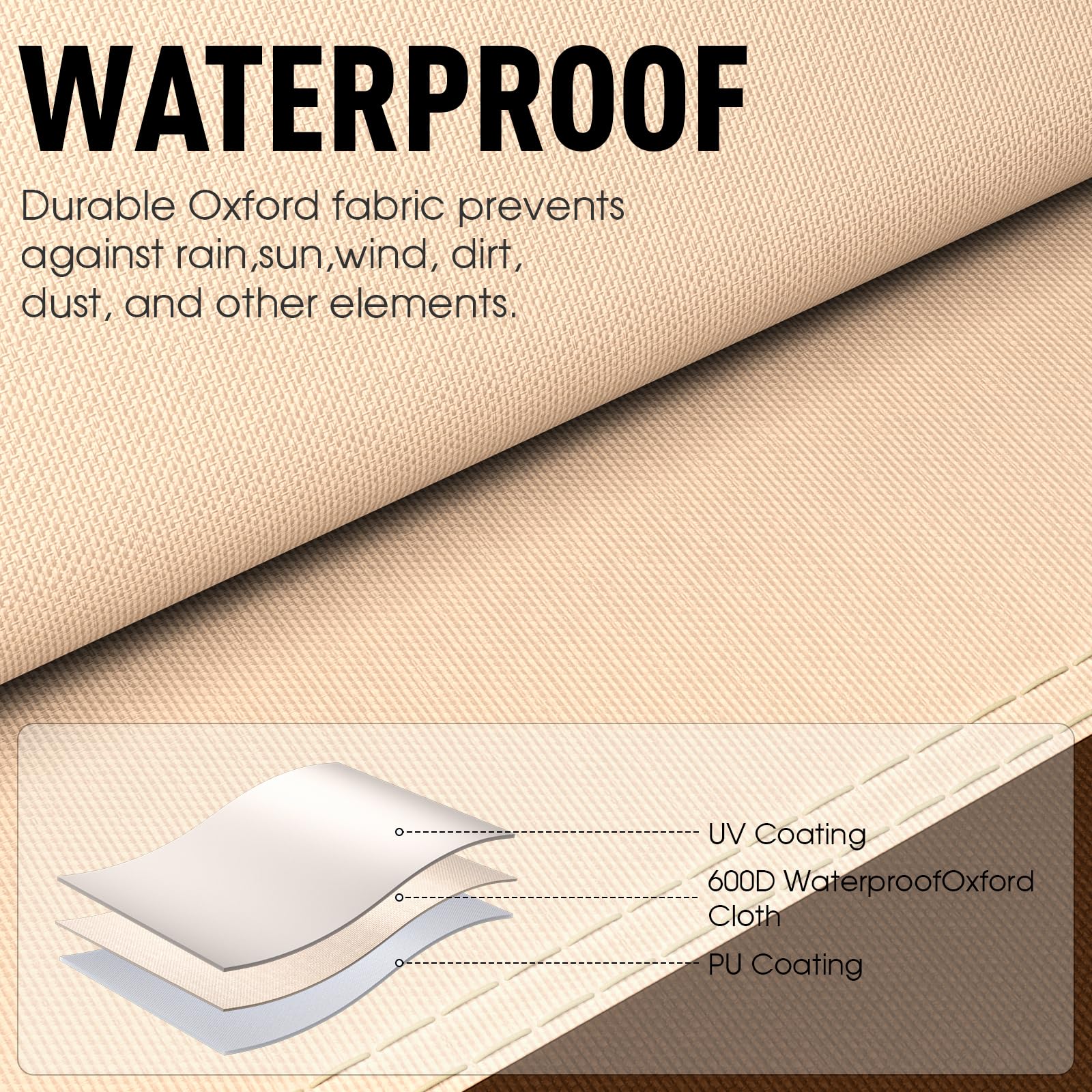 Ruimoy Patio Furniture Covers, Outdoor Furniture Cover Waterproof, General Purpose, Outside Table And Chair Covers, Heavy Duty 600D (90 Inch L X 62.2 Inch W X 28.3 Inch H)-Brown