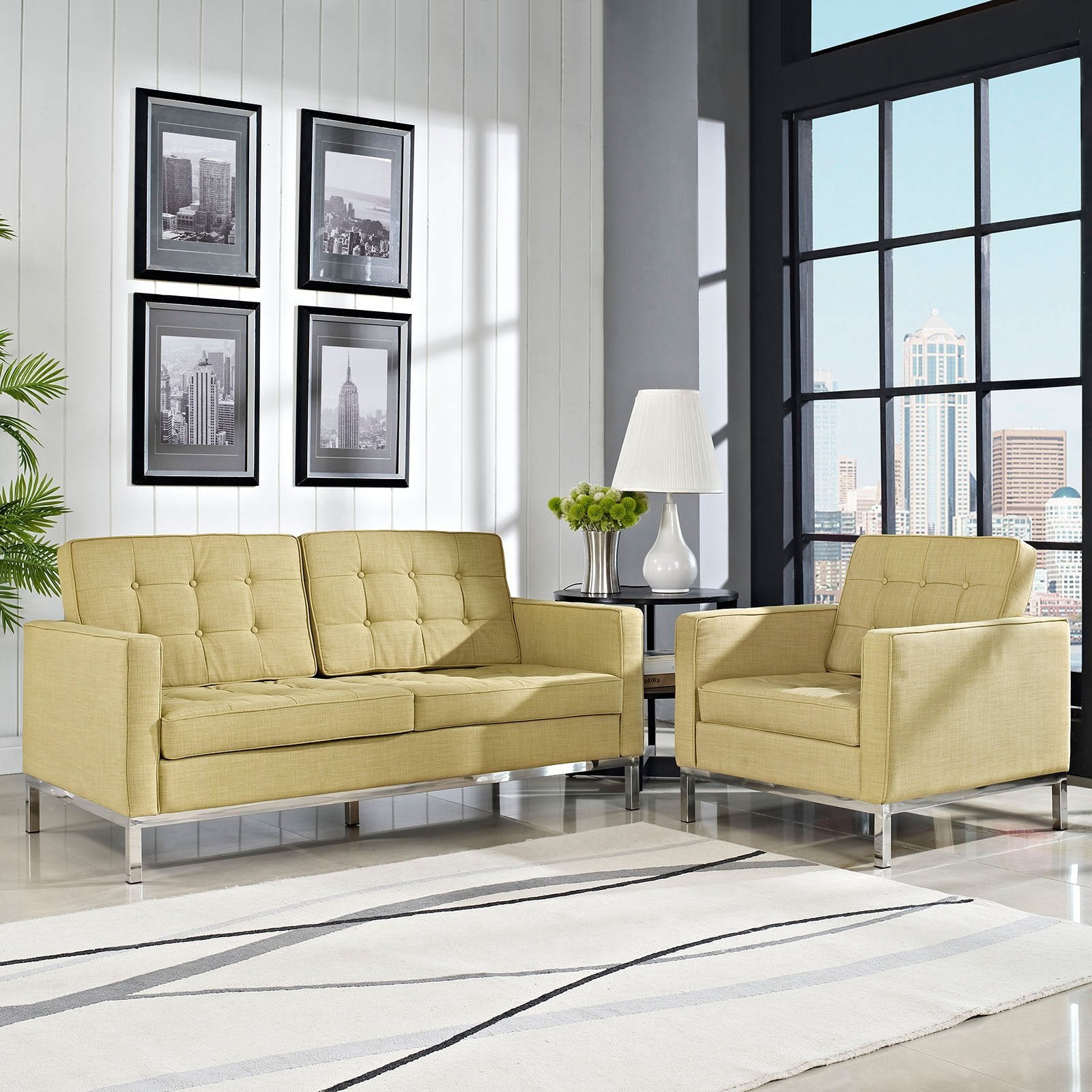 Modway Loft 2 Piece Arm Chair And Loveseat Set - Thumbnail 2