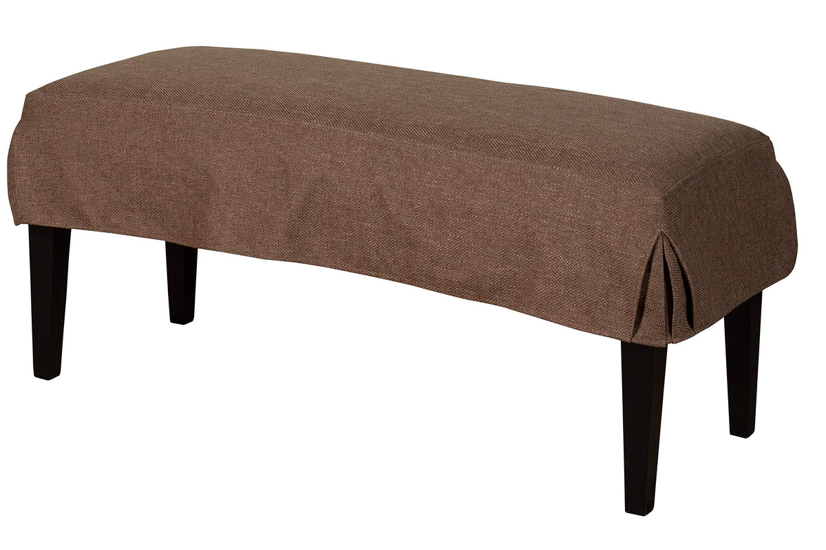 Leffler Home Pleated Short Lisburn Rattan Slipcover Bench, Dark Brown