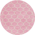 Unique Loom Trellis Frieze Collection Area Rug - Rounded (8' Round, Light Pink/ Ivory)