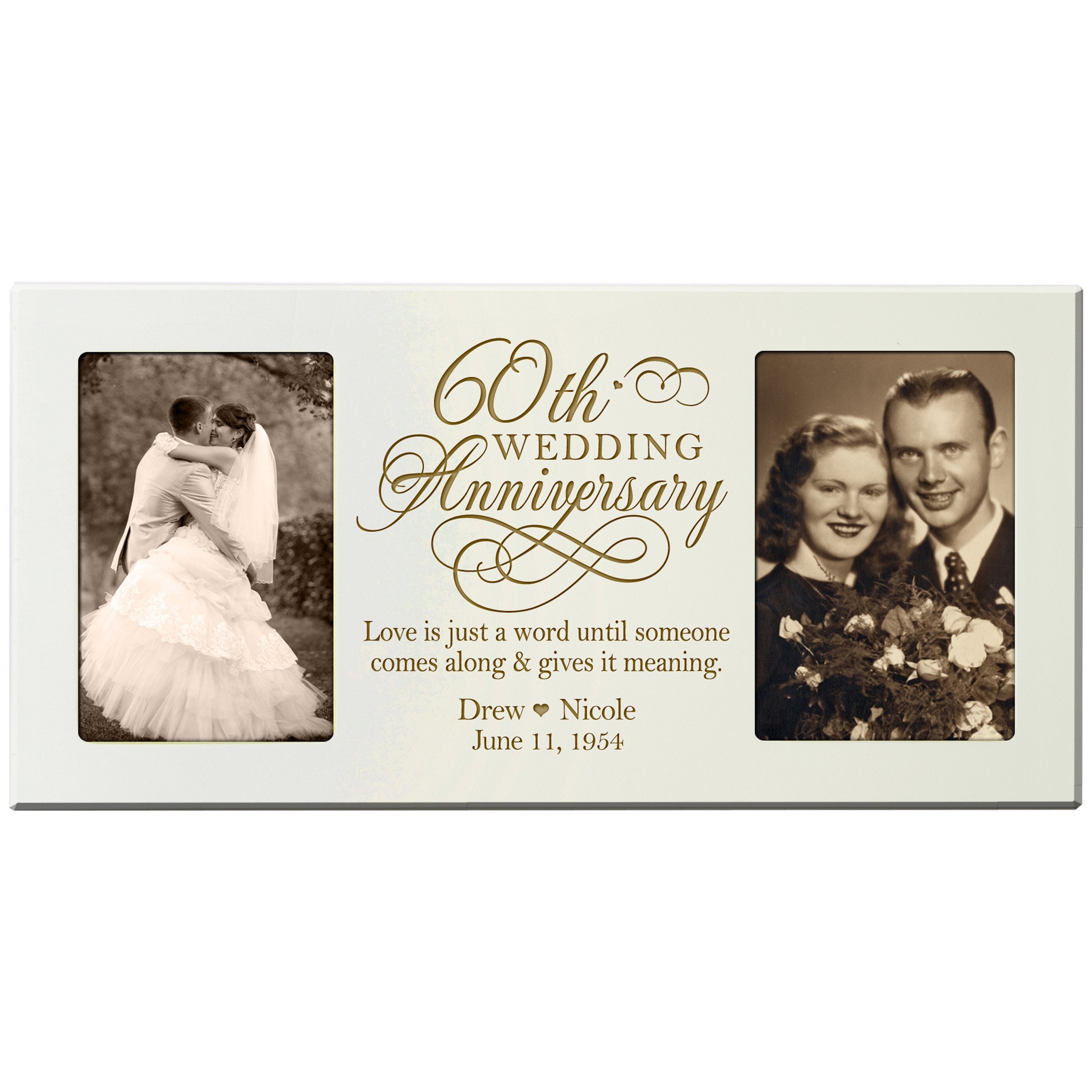 LifeSong Milestones Personalized 60th Anniversary Gift Picture frame Custom 60 year parent wedding Diamond anniversary gift idea