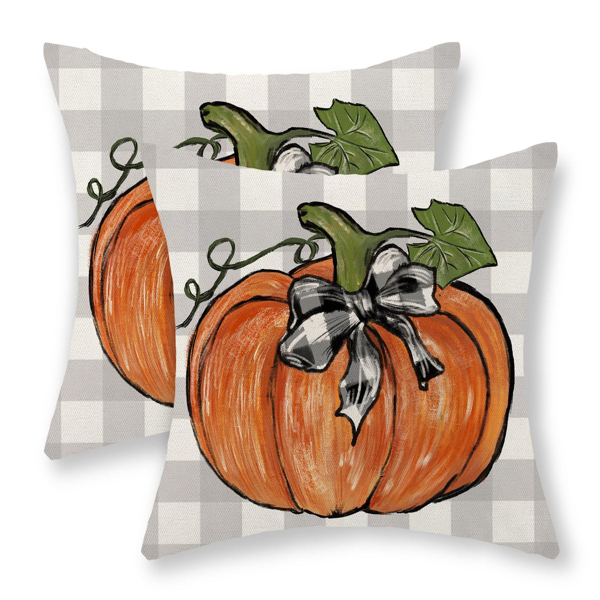 Gohdiwh Fall Pillow Covers 18X18 Inch Set Of 2 Dark Blue Pumpkin Polka Dot Fall Decor Pillowcase Autumn Thanksgiving Decorative