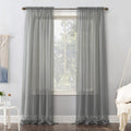 No. 918 53566 Emily Sheer Voile Rod Pocket Curtain Panel, 59'' x 84'', Charcoal