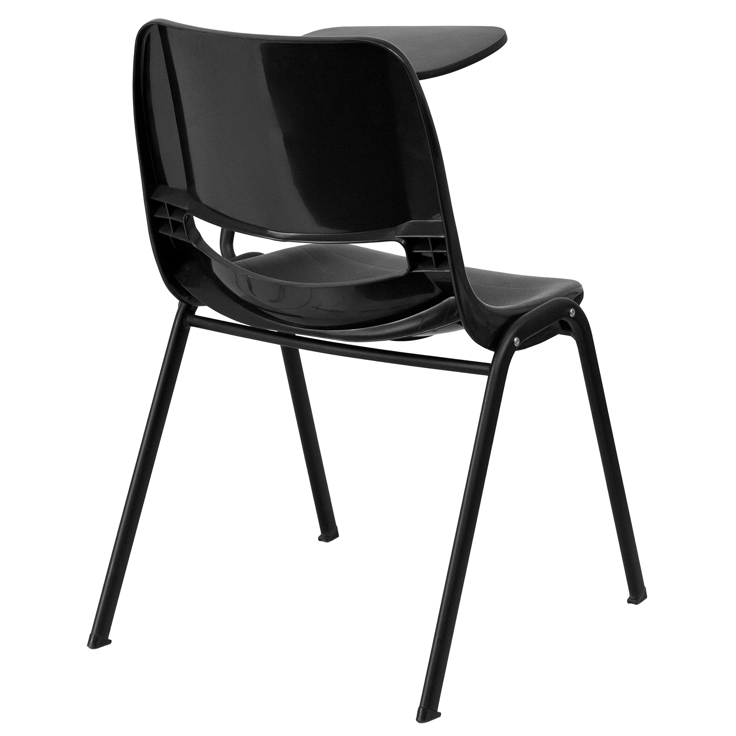 Flash Furniture Black Ergonomic Shell Chair with Left Handed Flip-Up Tablet Arm