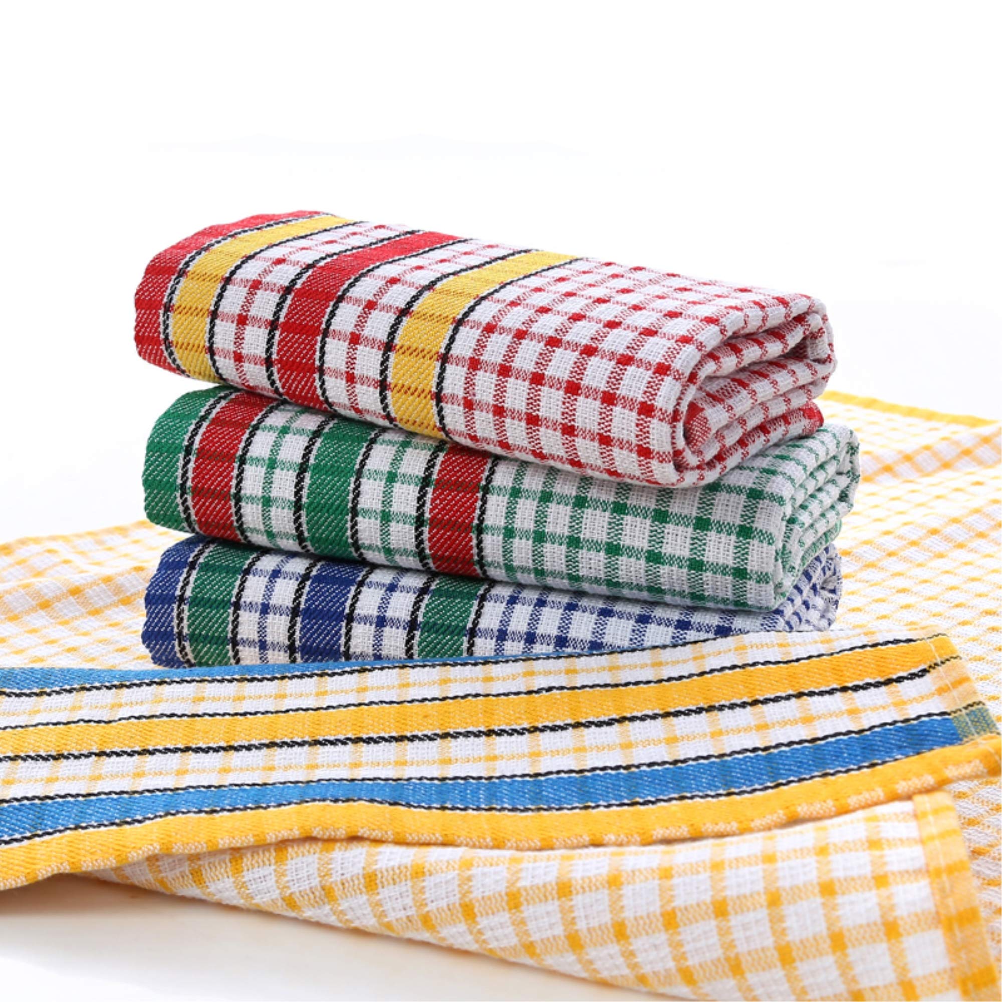 Gentlife Large Kitchen Dish Towels, 16 Inch X 26 Inch Bulk Absorbent Cotton Kitchen Towels, 4 Pack Bright Colorful Tea/Bar Towel