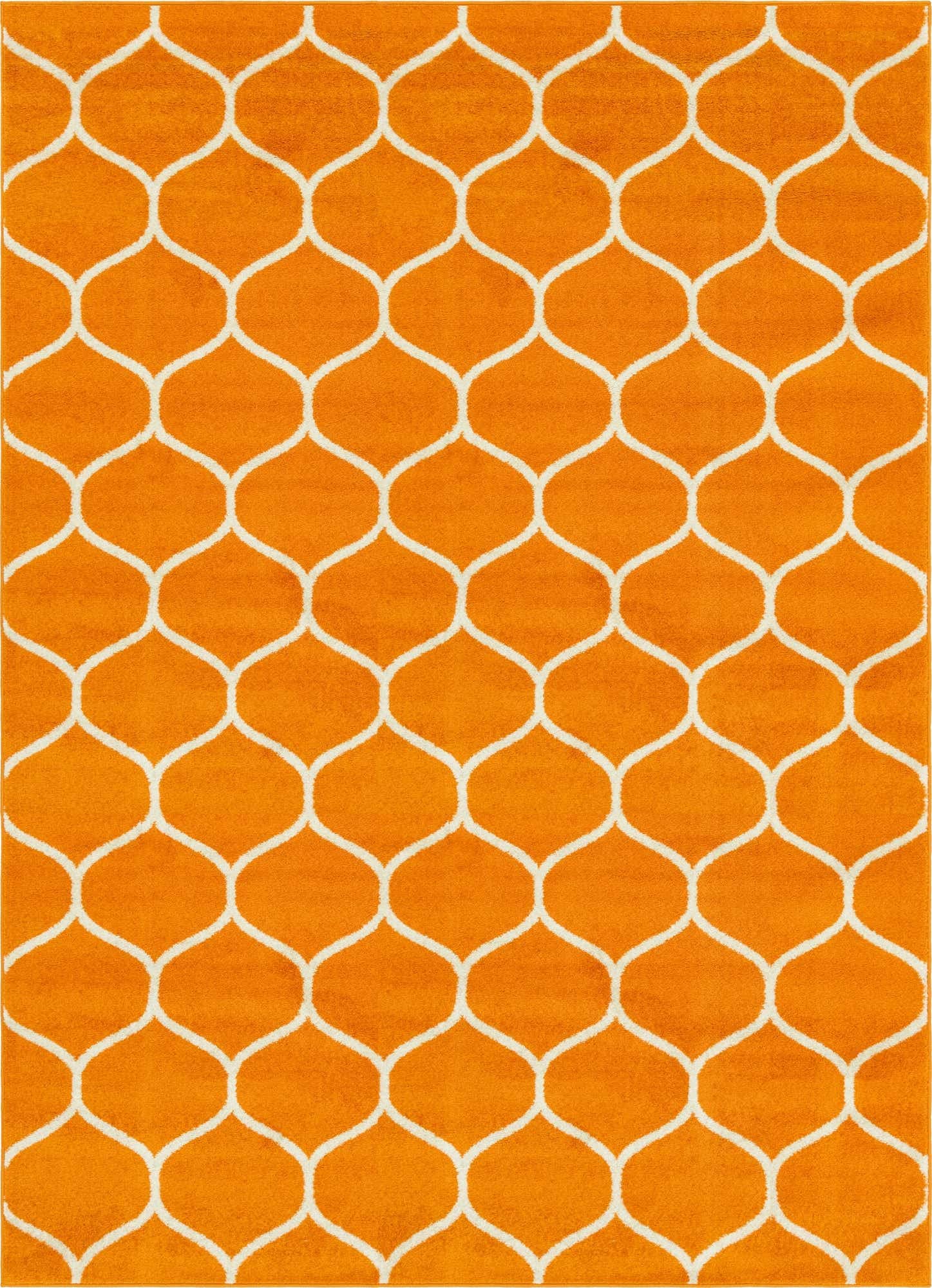 Unique Loom Trellis Frieze Collection Area Rug - Rounded (8 x 11, Orange/ Ivory)