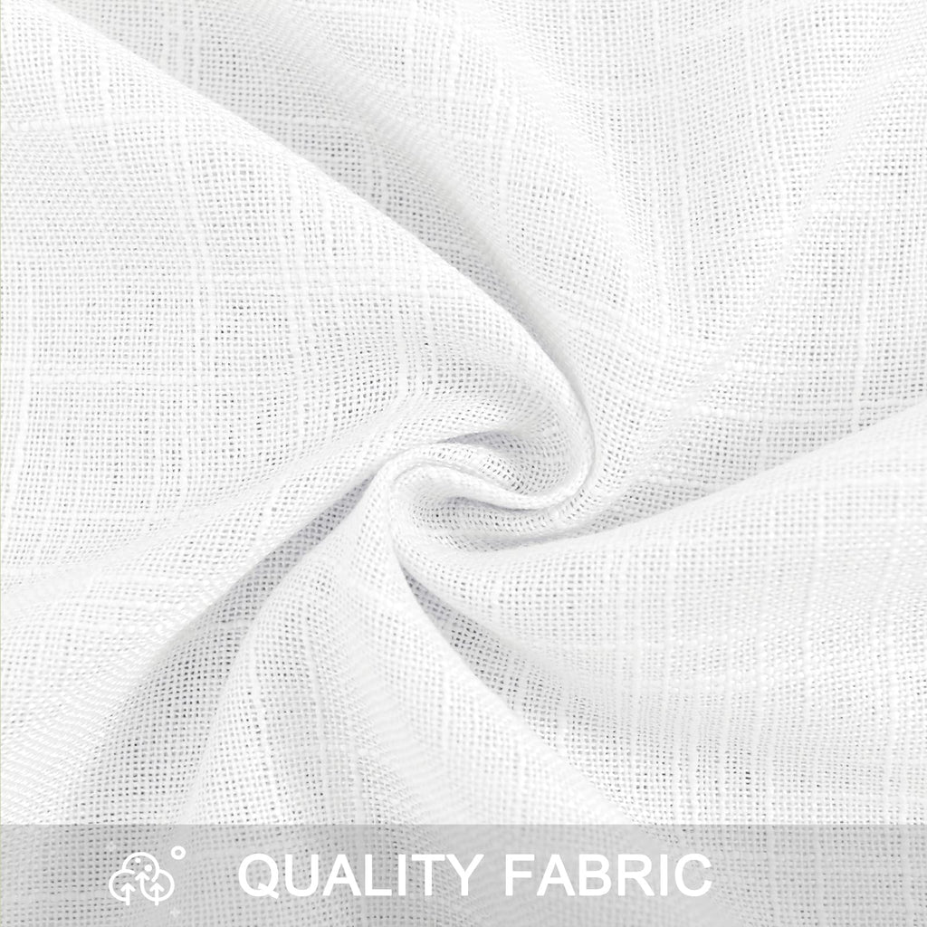 Dwcn White Faux Linen Sheer Curtains - Rod Pocket Textured Semi Voile Bedroom Living Room Window Curtains, Set Of 2 Rod Pocket C