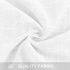 Dwcn White Faux Linen Sheer Curtains - Rod Pocket Textured Semi Voile Bedroom Living Room Window Curtains, Set Of 2 Rod Pocket C