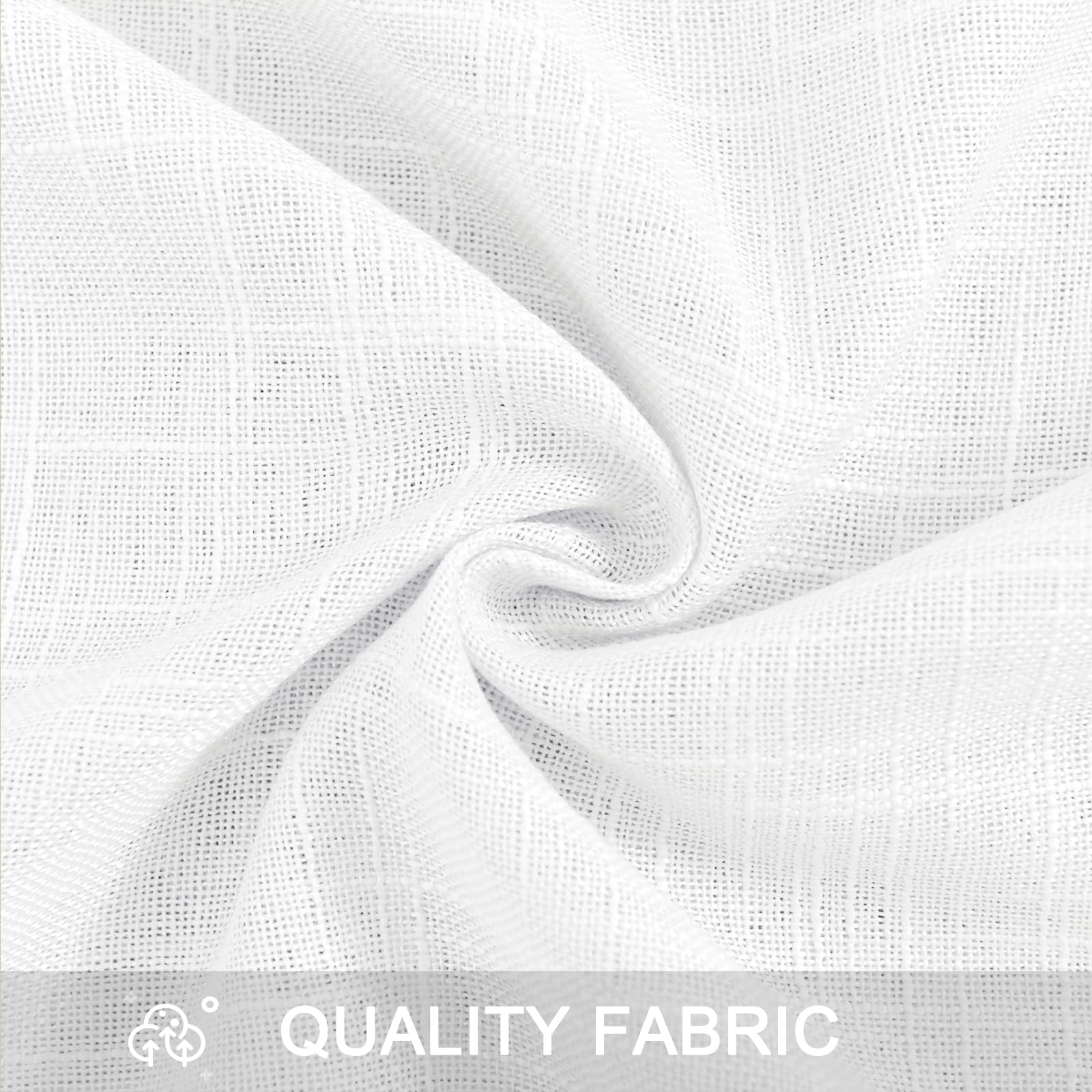 Dwcn White Faux Linen Sheer Curtains - Rod Pocket Textured Semi Voile Bedroom Living Room Window Curtains, Set Of 2 Rod Pocket C