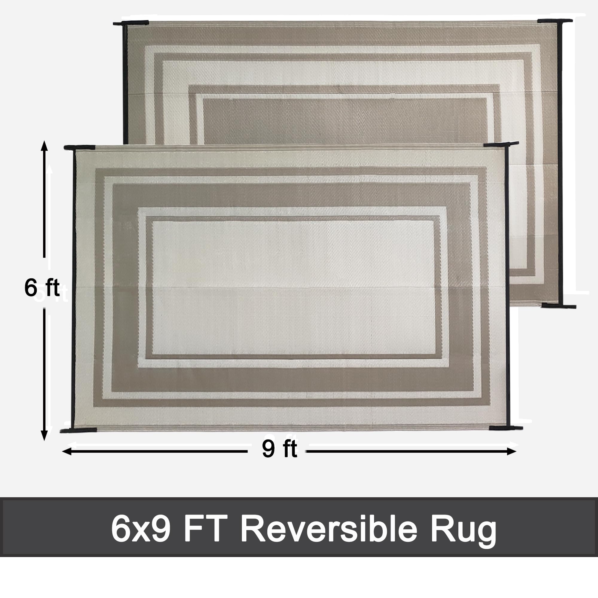 Rurality Outdoor Rugs 6X9 Waterproof For Patios Clearance,Plastic Straw Mats For Backyard,Porch,Deck,Balcony,Reversible,Geometric