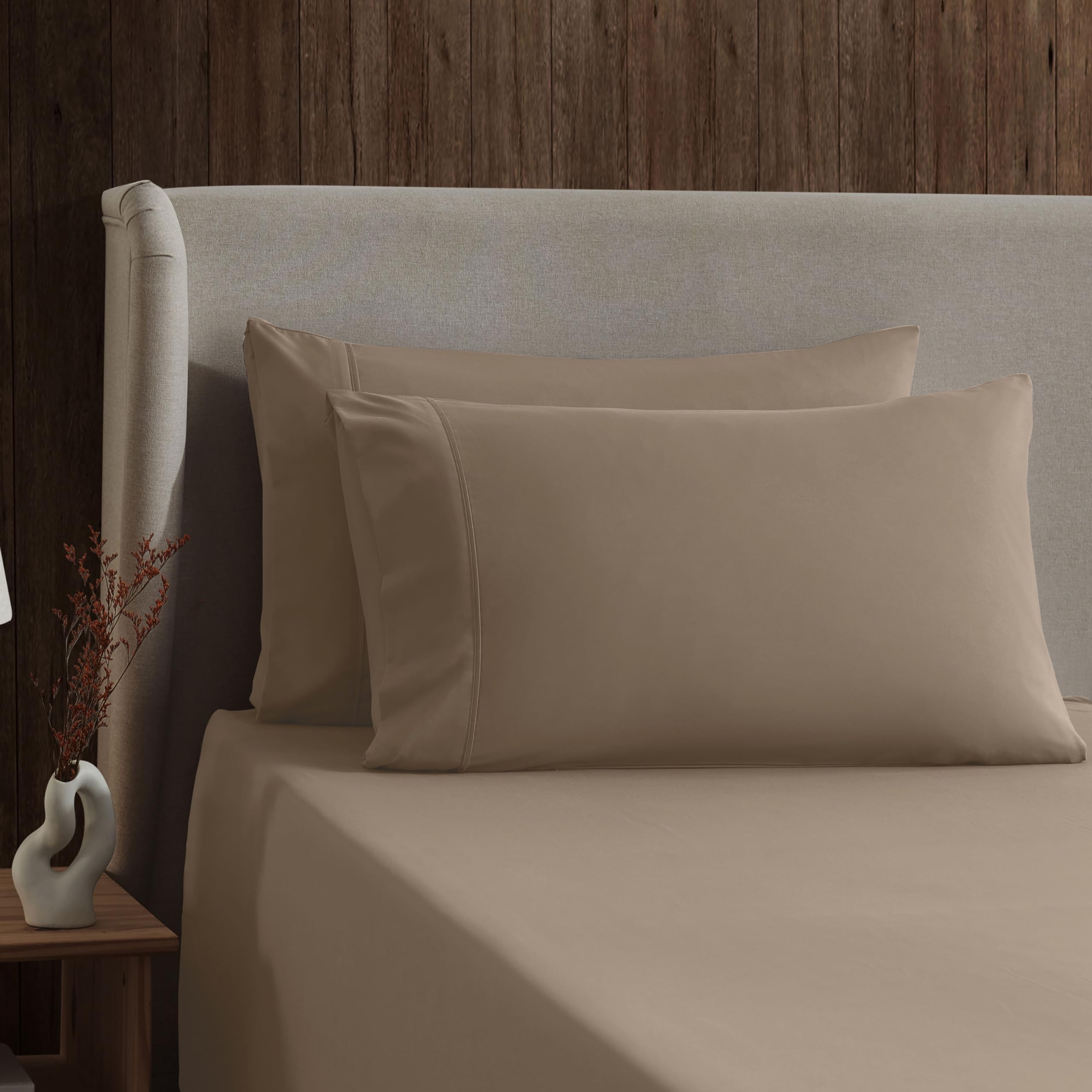 Nestl King Size Sheets Set - 4 Piece King Sheets, Deep Pocket, Hotel Luxury, Extra Soft, Breathable And Cooling, Taupe King Bed Sheets