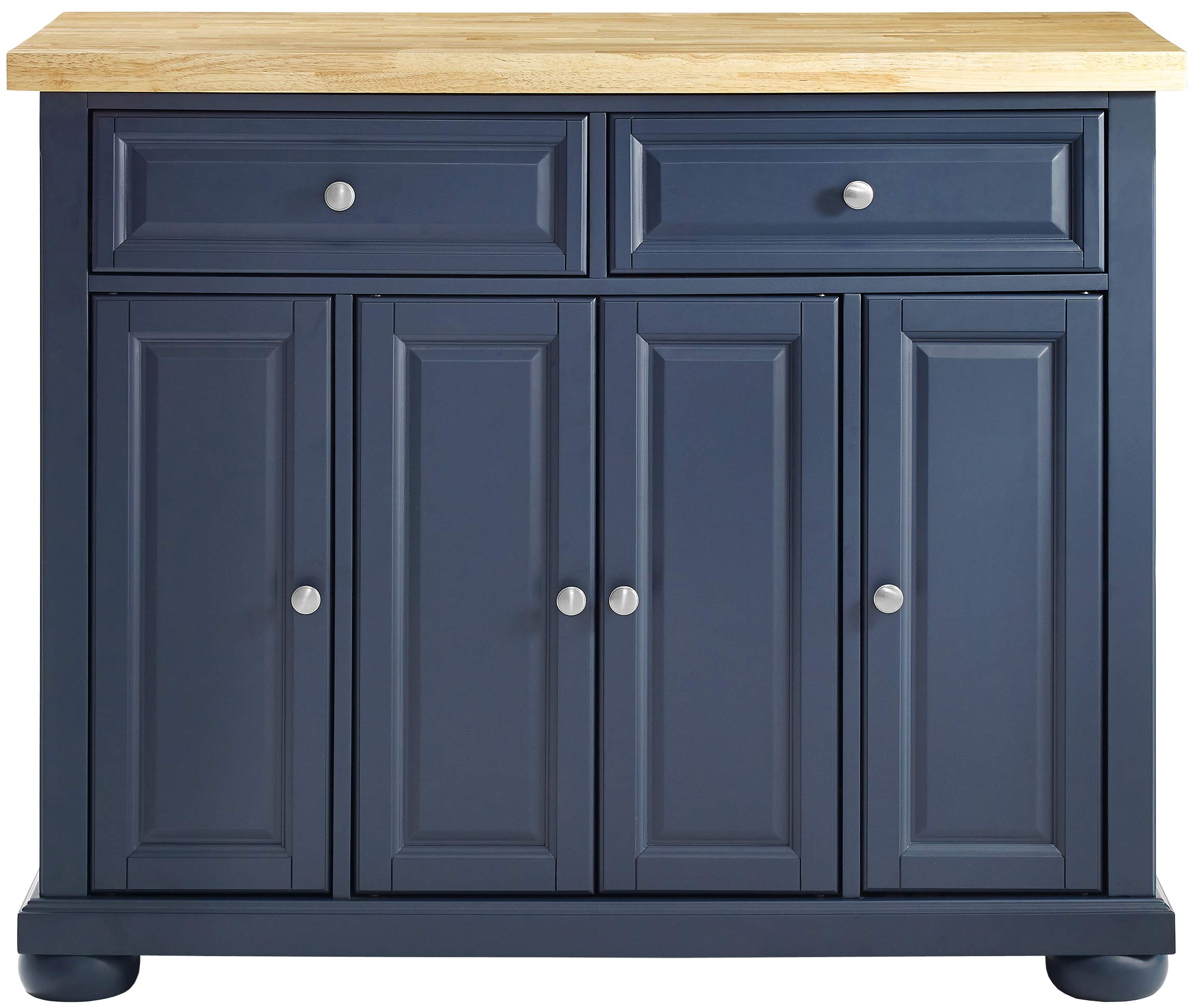 Crosley Furniture Madison Madison Kitchen Island, Microwave Stand, Coffee Bar, with Storage Shelves and Drawers, Navy