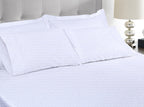 Threadmill 500 Thread Count Full Size 4 Pc Luxury Cotton Sheet Set, Jacquard Floria Hotel White, Silky Smooth Sheets With 16'' E