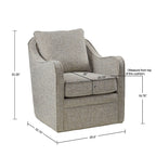Madison Park Brianne Swivel Accent Chair, 360 Degree Armchair with Metal Base Stand, Pillowback Support, Slub Weave, Wide Seat for Nursery or Living Room Fully Assembled, Grey
