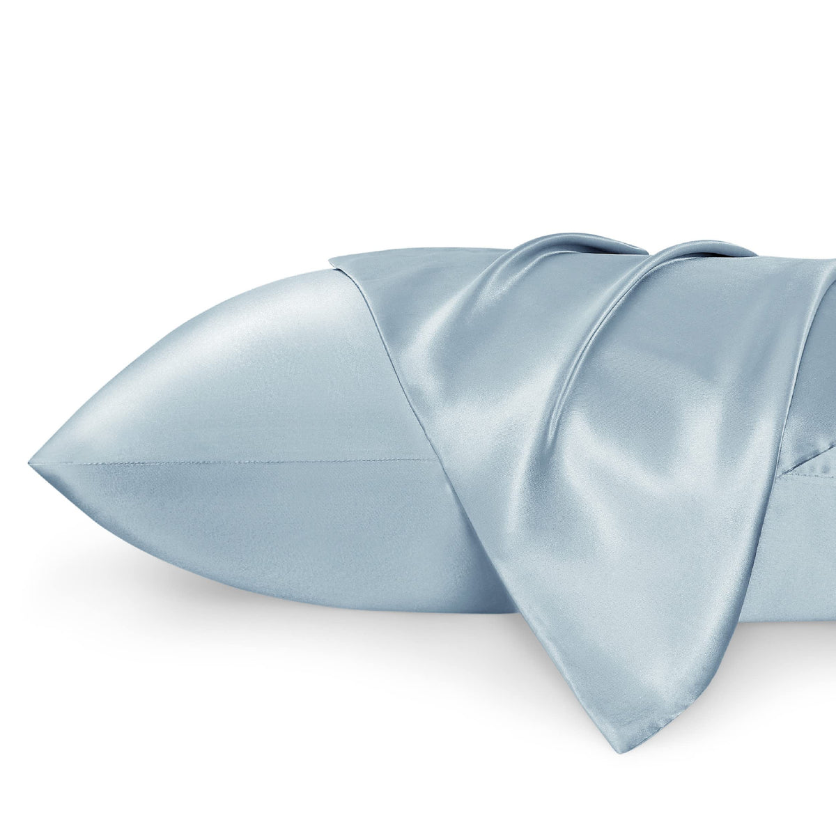 Bedsure Satin Pillowcase Standard Set Of 2 - Stone Blue Silky Pillow Cases For Hair And Skin 20X26 Inches, Pillow Covers With En
