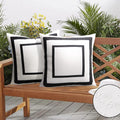 Pyonic Outdoor Waterproof Throw Pillow Covers Geometric Pillowcases Black And White Pillow Covers For Patio Garden Set Of 2, 18
