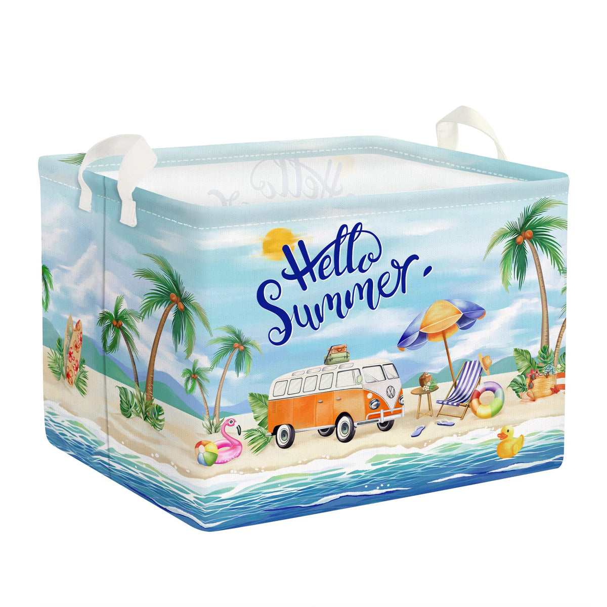 Clastyle Blue Beach Camping Picnic Basket Tropical Tree Caravans Shower Gift Storage Basket Outdoor Pool Seaside Towel Blanket C
