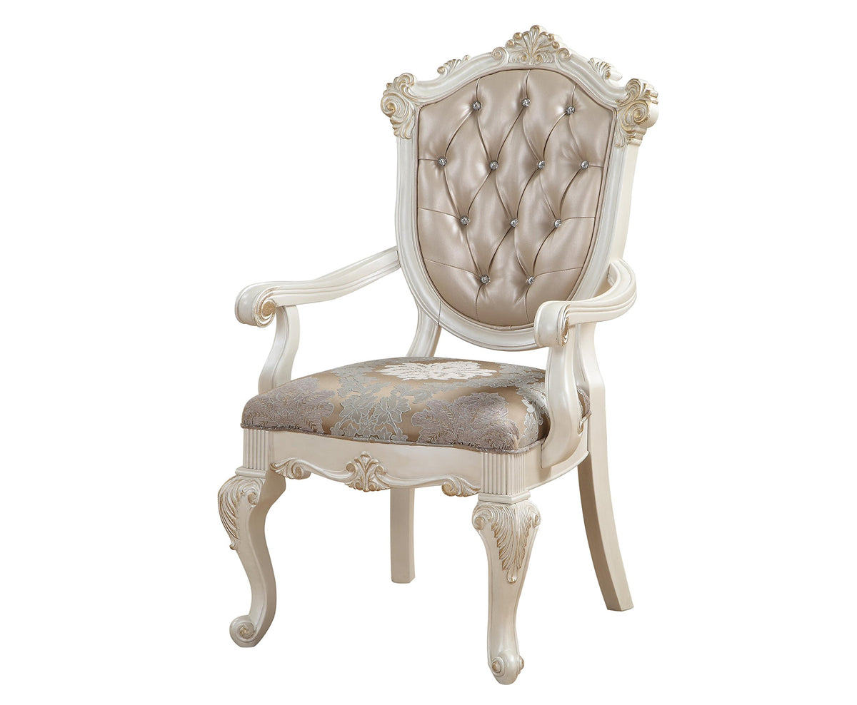 ACME Furniture Dining Chair, Rose Gold PU & Pearl White