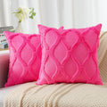 Decoruhome Throw Pillow Covers 26X26 Inch Set Of 2, Soft Plush Faux Fur Wool Hot Pink Couch Pillow Covers, Decorative Pillow Cases For Bed Sofa Living Room Home Decor