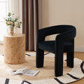 Black Modern Dining Chair, Velvet Upholstered Barrel Kitchen Chair, Round Dining Chairs With Wooden Legs, Assembled Accent Armch