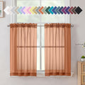 Aiyufeng Orange Sheer Curtains 36 Inches Long, Short Kitchen Window Treatment Solid Sheers Cafe Curtains Bathroom Voile Half Win