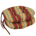 Blazing Needles 16-Inch Outdoor Round Chair Cushion, 16' X 16', Kingsley Stripe Ruby 2 Count