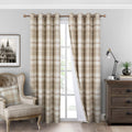 Always4U Plaid Curtains For Bedroom Living Room 100% Blackout Thermal Energy Saving Woolen Look Grommet Curtains 84 Inch Length