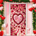 BlissYard Valentines Day Door Cover 71x35 Inch Heart Rose Door Banner with Romantic Floral Design Decoration for Front Door Indo