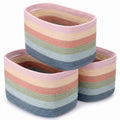 FoldTier 3 Pack Boho Boho Woven Storage Baskets for Classroom