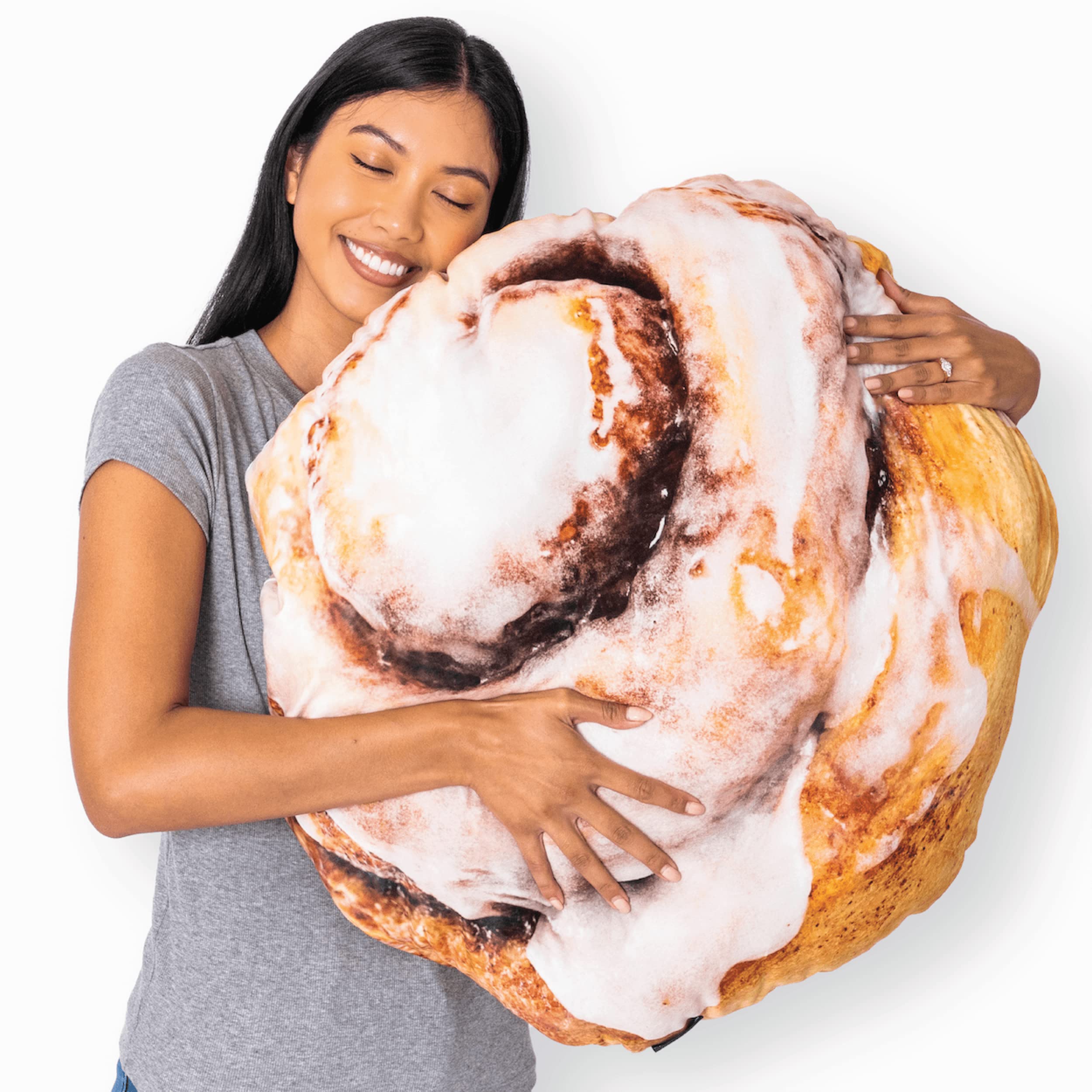 Much Comfort 29'' 3D Gooey Cinnamon Bun Throw Pillow - Made With Super Soft & Ultra Premium Fabric - Cute, Comfortable, Plush, S