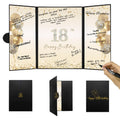 DARUNAXY Black Gold 18th Birthday Party Decorations, Happy 18th Birthday Alternative Signature Guest Book for Boys & Girls Cheer