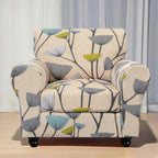 Searchi Stretch Sofa Cover Printed Couch Covers, Floral Pattern 2 Piece Armchair Slipcover With Separate Chair Cushion Cover, Washable Furniture Protector For Living Room(Armchair, Dandelion Pattern)