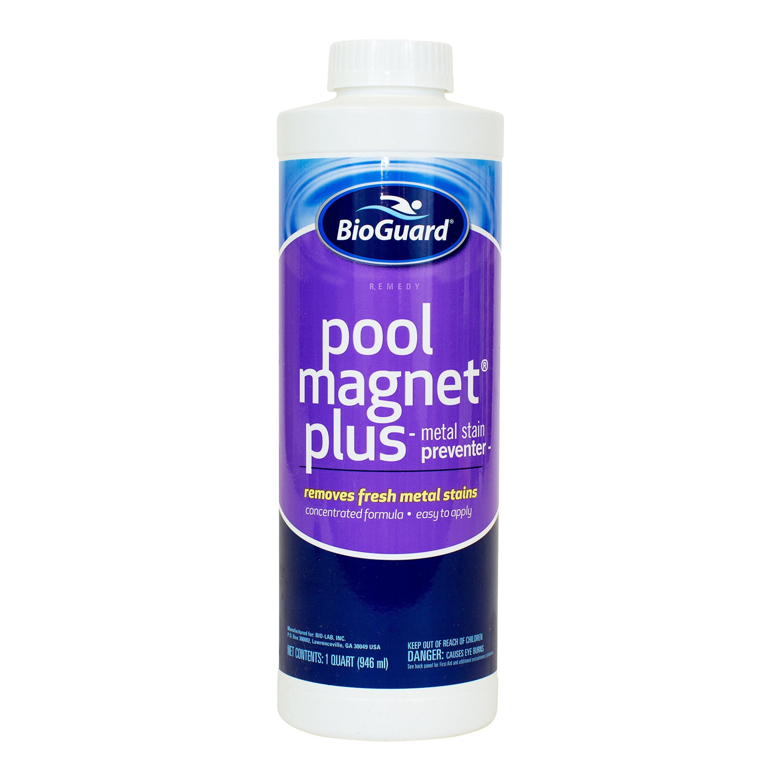 Bioguard Pool Magnet Plus, 1 Quart, Concentrated Formula, Metal Stain Preventer, Works Quickly & Easy To Apply Effective Pool Ma