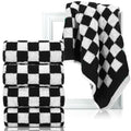 Frienda Checkered Hand Towels for Bathroom Kitchen Set of 4 Soft Retro Checkerboard Bath Towels Highly Absorbent for Bath Dorm T
