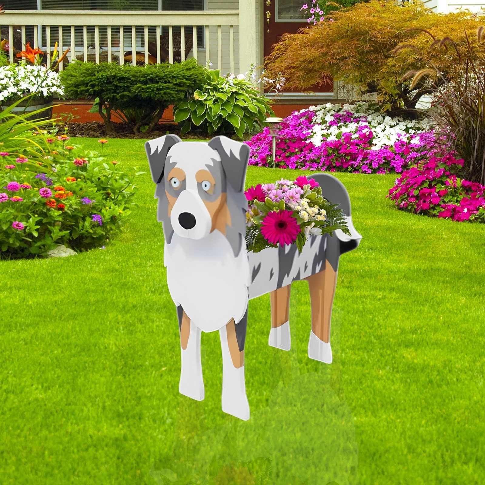 Australian Shepherd Dog Planter Plant Pots,Cute Large Dog Flower Planter,Gifts For Pet Lovers,Unique Animal Plant Pots,Office,In