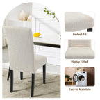 Searchi Jacquard Dining Room Chair Covers Set Of 4, Stretch Kitchen Chair Covers Washable Parsons Chair Slipcover Removable Dining Chair Protectors For Hotel,Ceremony(Beige Floral Texture)