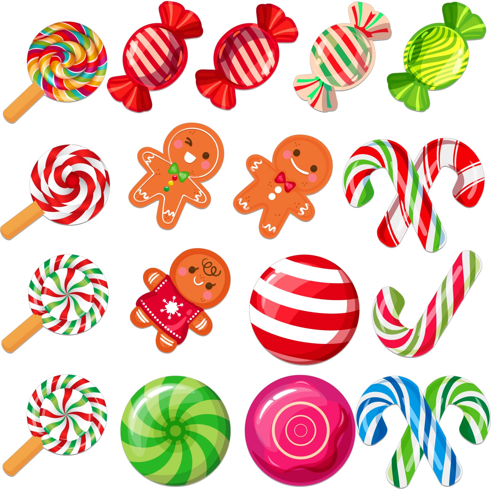 WhatSign 38Pcs Christmas Cutouts Decorations Christmas Candyland Gingerbread Peppermint Cutouts Candy Canes Decoration for Chris