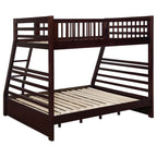 Coaster Home Furnishings Ashton Transitional Wood Twin Over Full Size Bunk Bed Frame with Ladder and Guardrails with Two Storage Drawers Fully Slatted Mattress Ready Foundation Cappuccino 460184