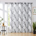 Fmfunctex Tree Print Semi-Sheer Patio Door Curtain 96Inches Black Branch White Sliding Door Curtains Extra Wide Privacy Semi She