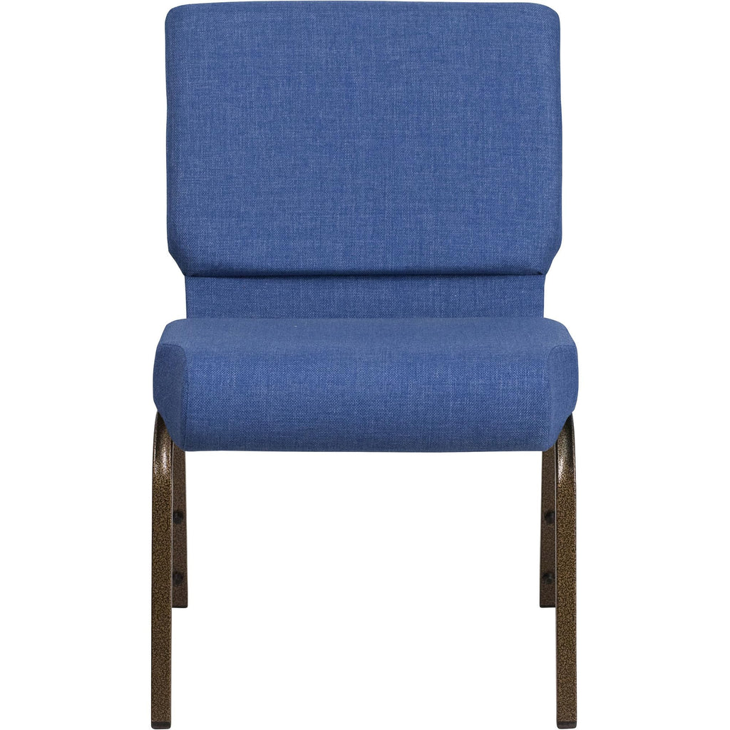 Flash Furniture Hercules Series 21''W Stacking Church Chair In Blue Fabric - Gold Vein Frame