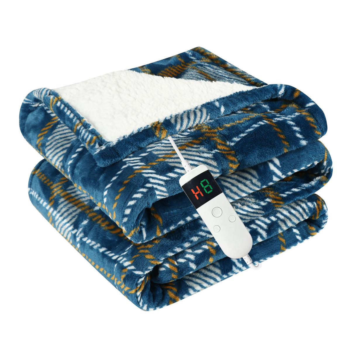 Heated Blanket Electric Throw, Heating Blanket With 8 Hours Auto Off 10 Fast Heating Levels Machine Washable, Soft Warm Sherpa F