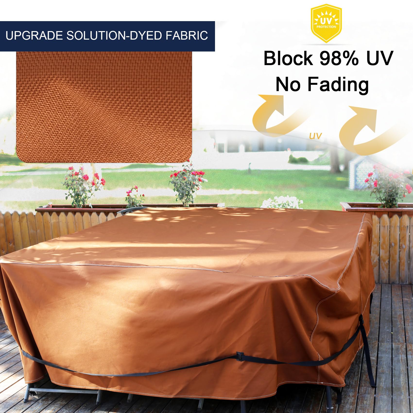 Nettypro Square Patio Table Cover 80 X 80 Inch, Waterproof 600D Heavy Duty Outdoor Furniture Covers For Dining Table And Chair Set, Brown