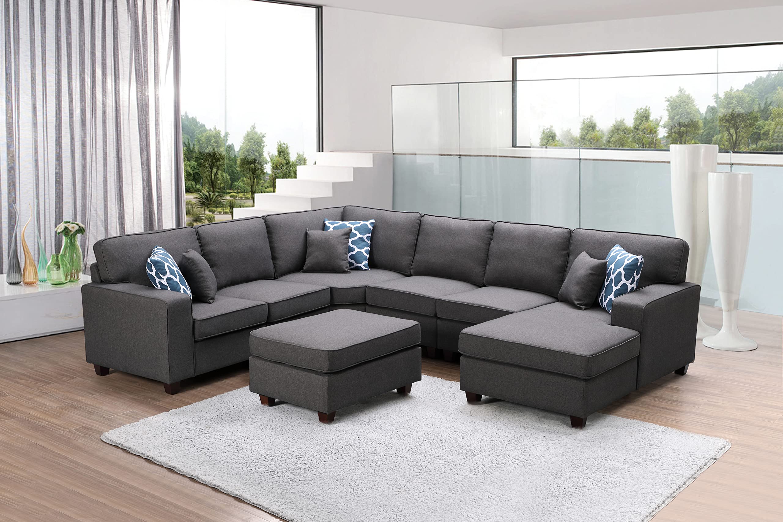 Lilola Home Willowleaf 7Pc Modular Sectional Sofa