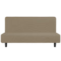 Easy-Going Stretch Futon Slipcover Armless Futon Bed Cover Furniture Protector Without Armrests With Elastic Bottom For Kids, Soft Jacquard Fabric Small Checks (Large, Natural)