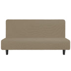 Easy-Going Stretch Futon Slipcover Armless Futon Bed Cover Furniture Protector Without Armrests With Elastic Bottom For Kids, Soft Jacquard Fabric Small Checks (Large, Natural)