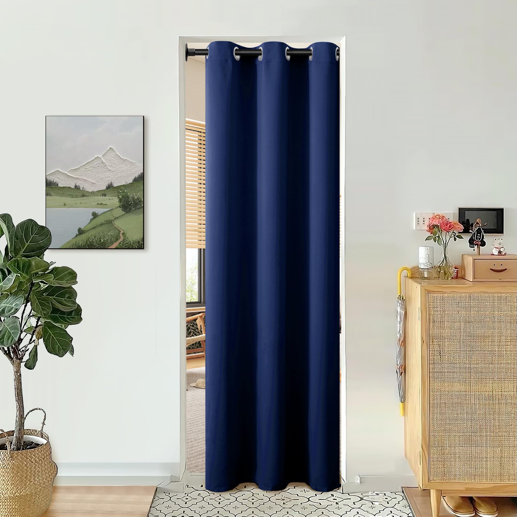 Bgment Navy Door Curtain 80 Inch Length For Doorway, Bedroom Closet Curtain, Privacy Thermal Insulated Blackout Grommet Room Div