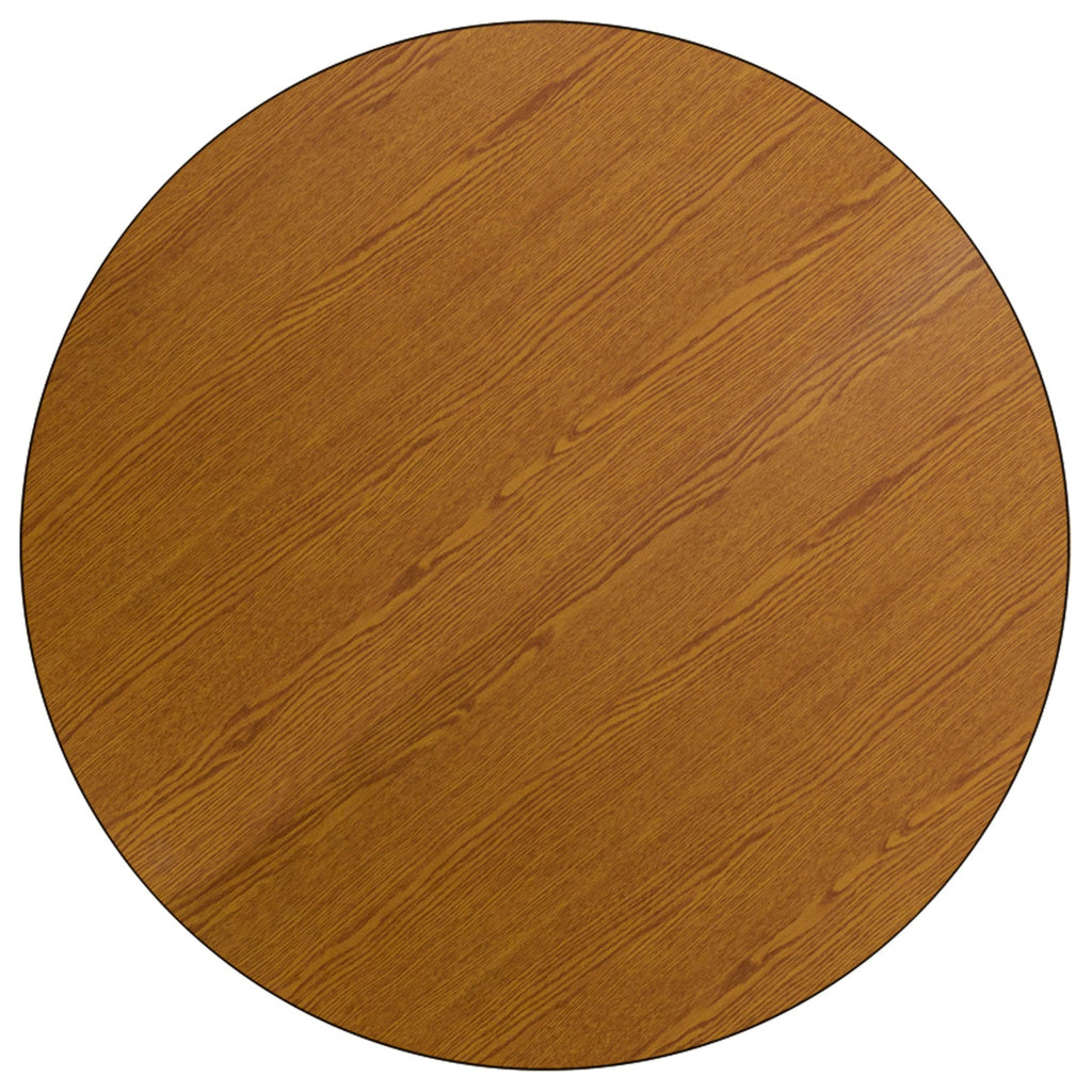 Flash Furniture Wren Mobile 60'' Round Oak Thermal Laminate Activity Table - Height Adjustable Short Legs